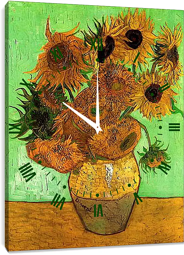 Часы картина - Still Life Vase with Twelve Sunflowers 2. Винсент Ван Гог