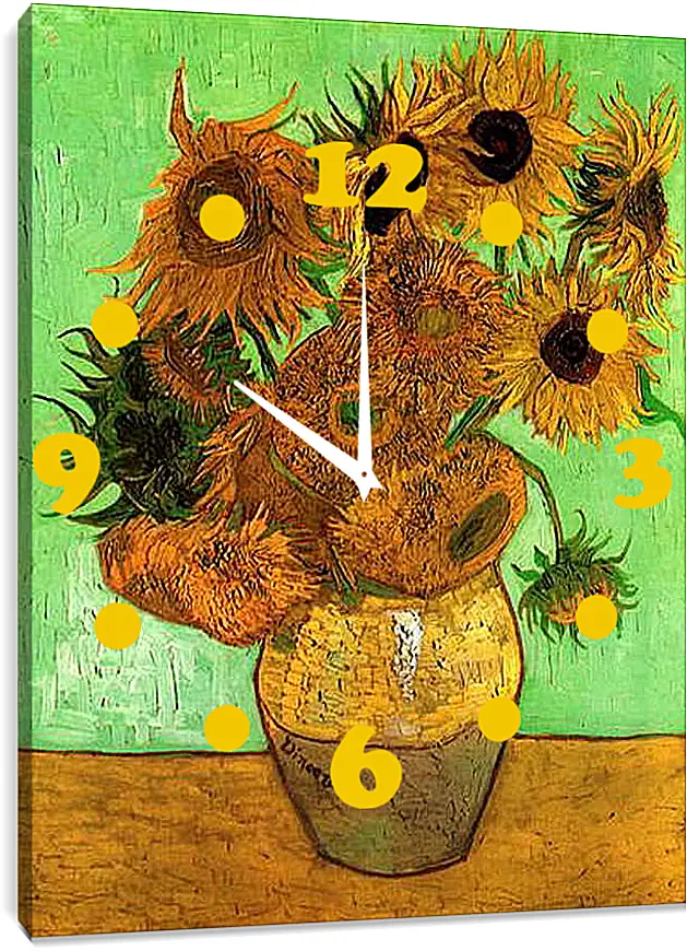 Часы картина - Still Life Vase with Twelve Sunflowers 2. Винсент Ван Гог