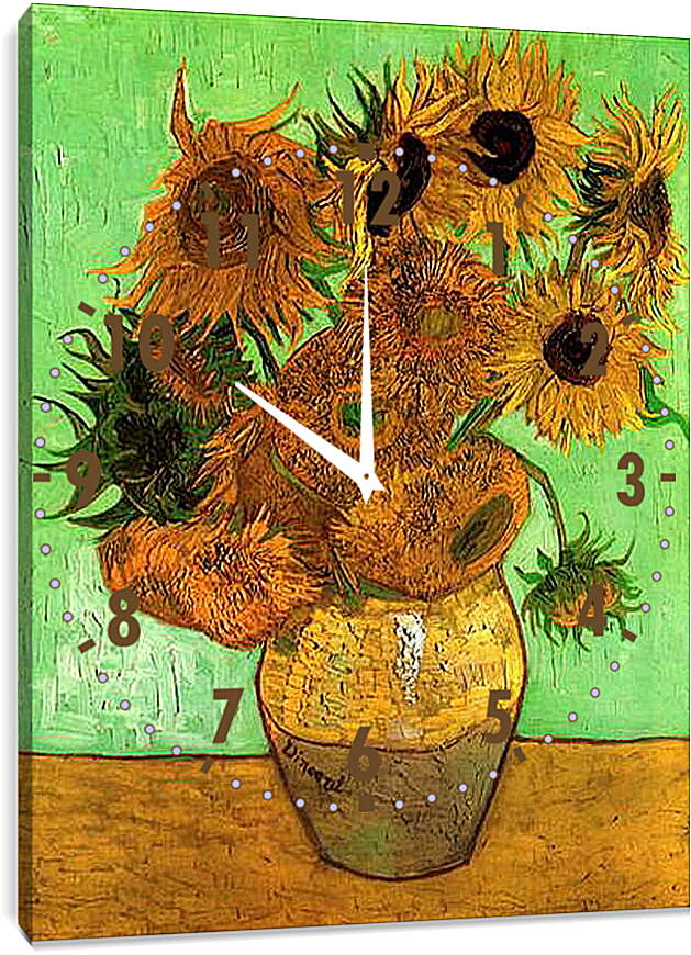 Часы картина - Still Life Vase with Twelve Sunflowers 2. Винсент Ван Гог