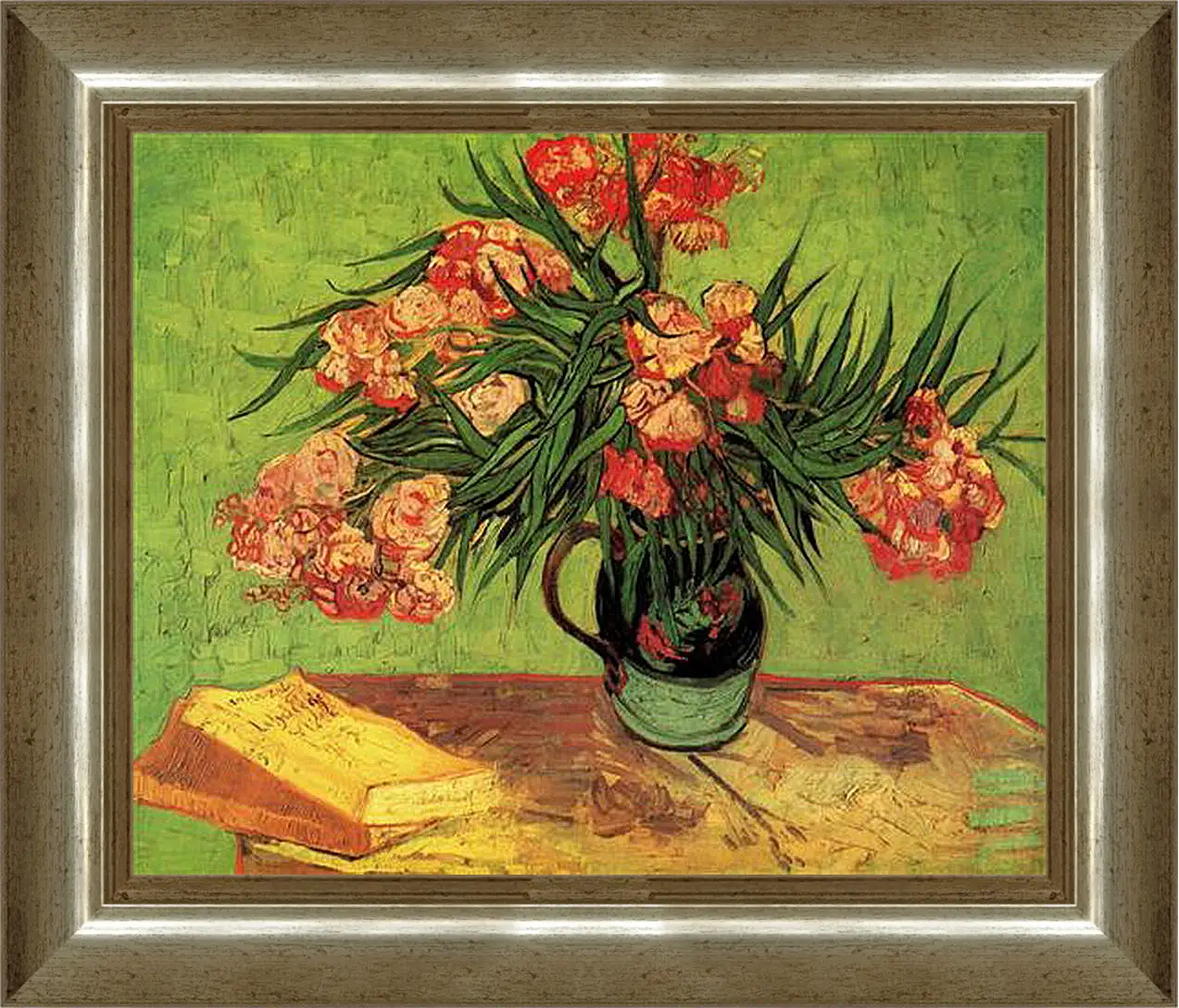 Картина в раме - Still Life Vase with Oleanders and Books. Винсент Ван Гог