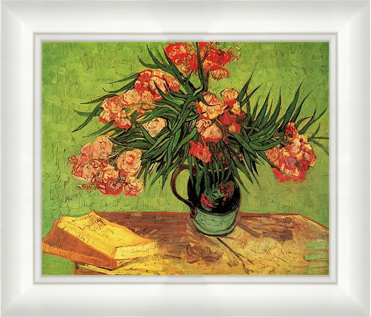 Картина в раме - Still Life Vase with Oleanders and Books. Винсент Ван Гог