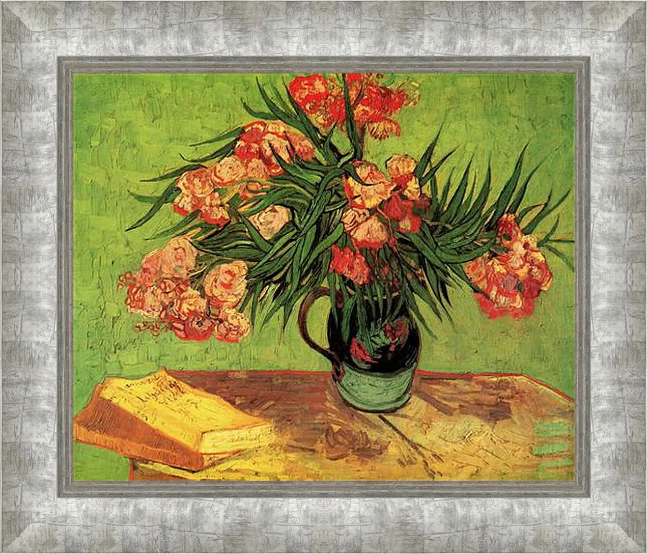 Картина в раме - Still Life Vase with Oleanders and Books. Винсент Ван Гог