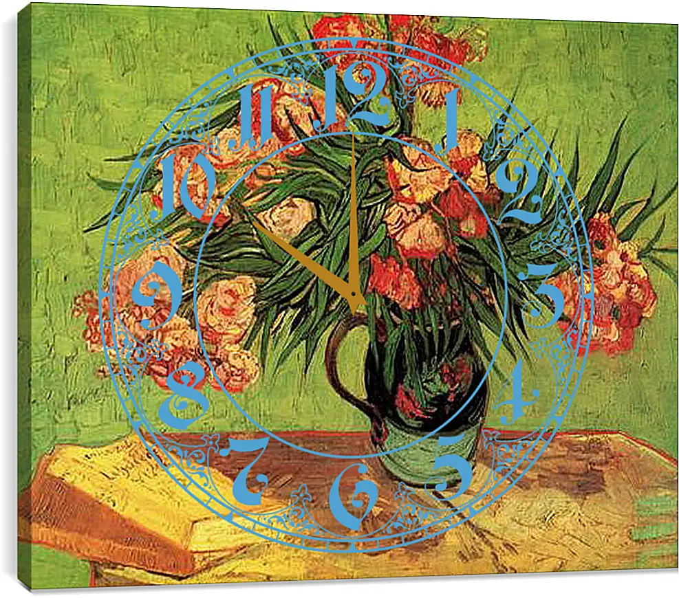 Часы картина - Still Life Vase with Oleanders and Books. Винсент Ван Гог