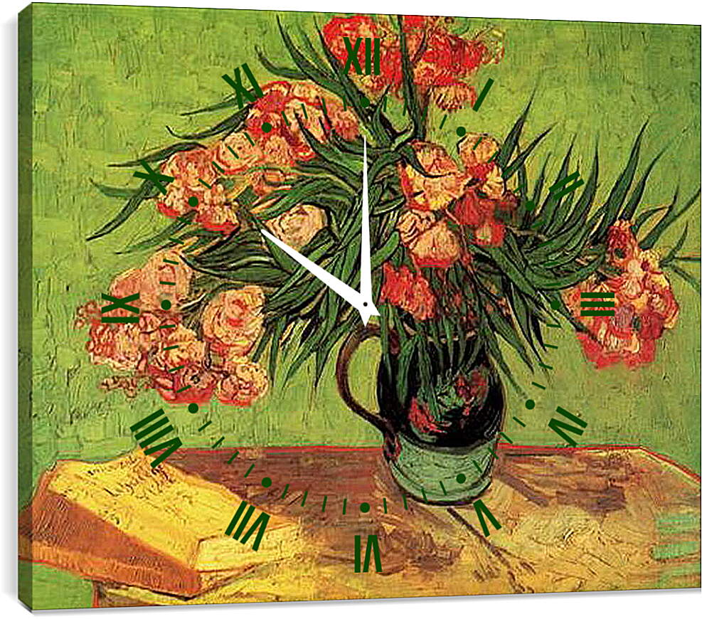 Часы картина - Still Life Vase with Oleanders and Books. Винсент Ван Гог