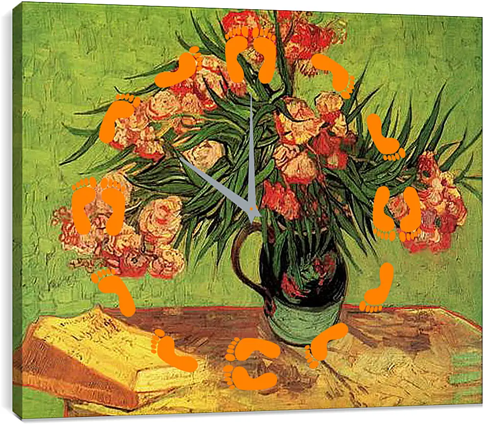 Часы картина - Still Life Vase with Oleanders and Books. Винсент Ван Гог