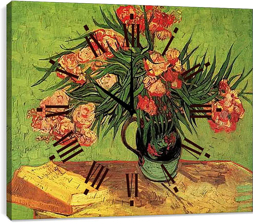 Часы картина - Still Life Vase with Oleanders and Books. Винсент Ван Гог