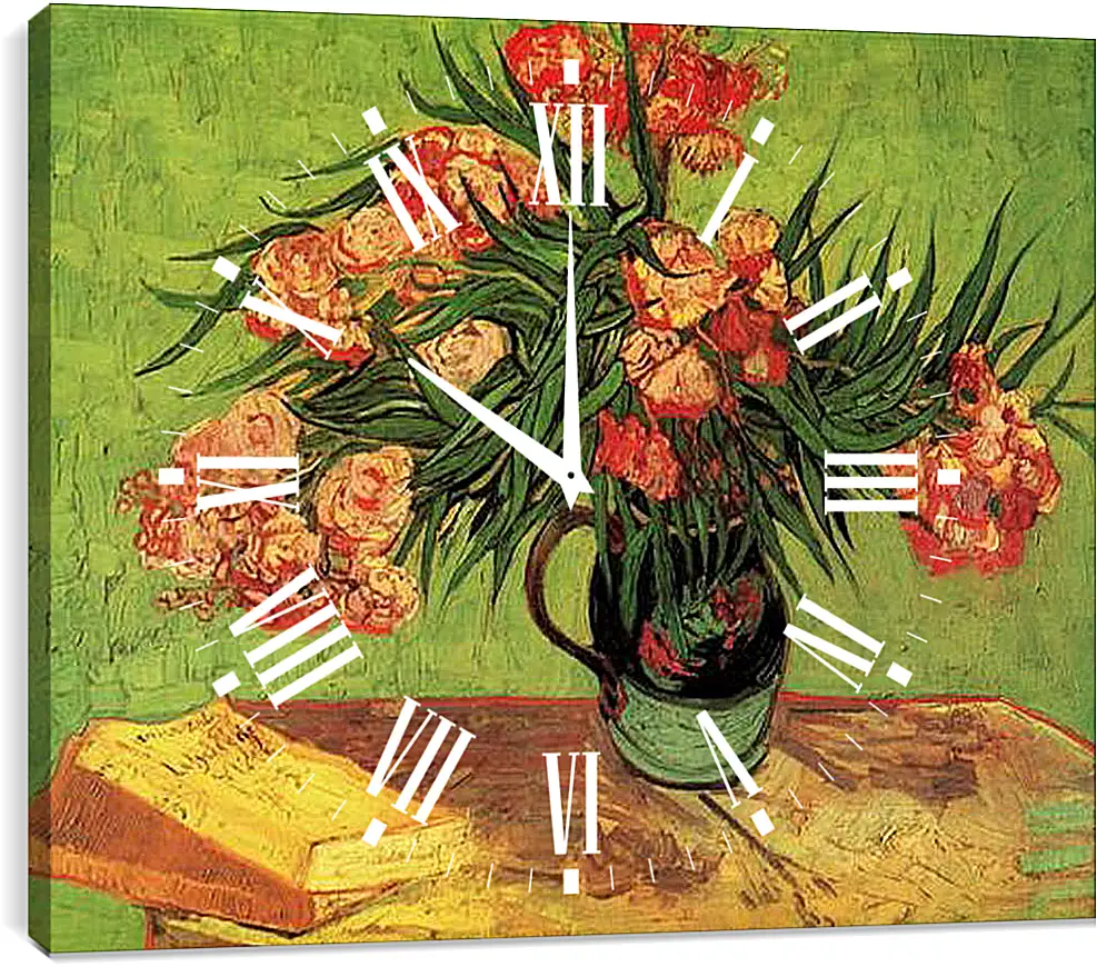 Часы картина - Still Life Vase with Oleanders and Books. Винсент Ван Гог