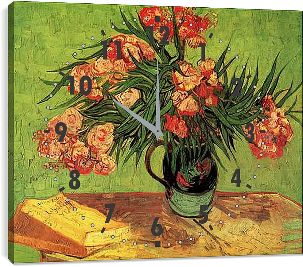 Часы картина - Still Life Vase with Oleanders and Books. Винсент Ван Гог