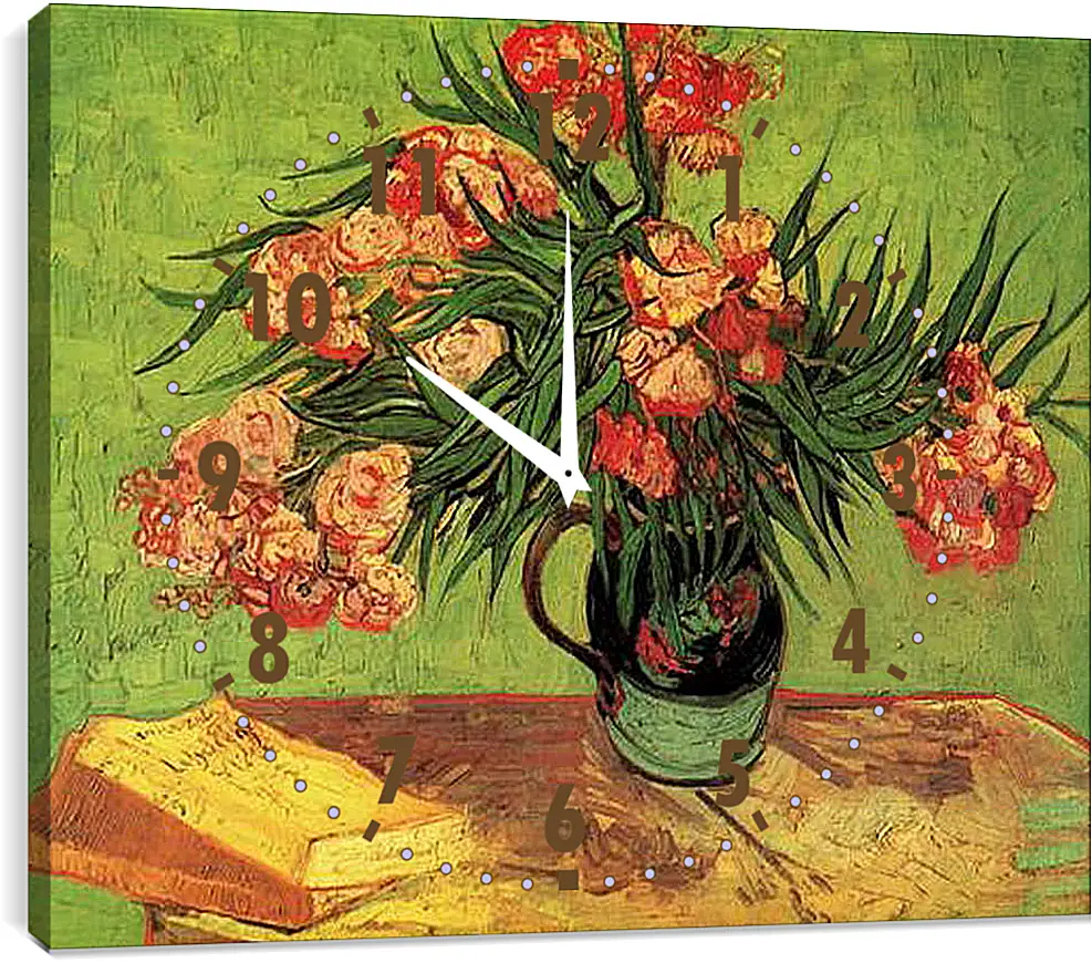 Часы картина - Still Life Vase with Oleanders and Books. Винсент Ван Гог