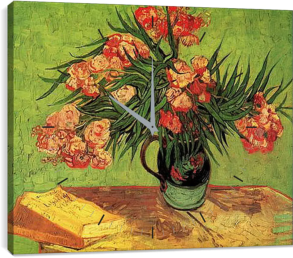 Часы картина - Still Life Vase with Oleanders and Books. Винсент Ван Гог