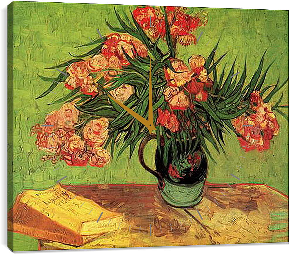 Часы картина - Still Life Vase with Oleanders and Books. Винсент Ван Гог