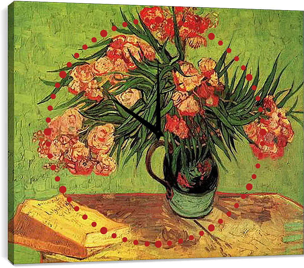 Часы картина - Still Life Vase with Oleanders and Books. Винсент Ван Гог