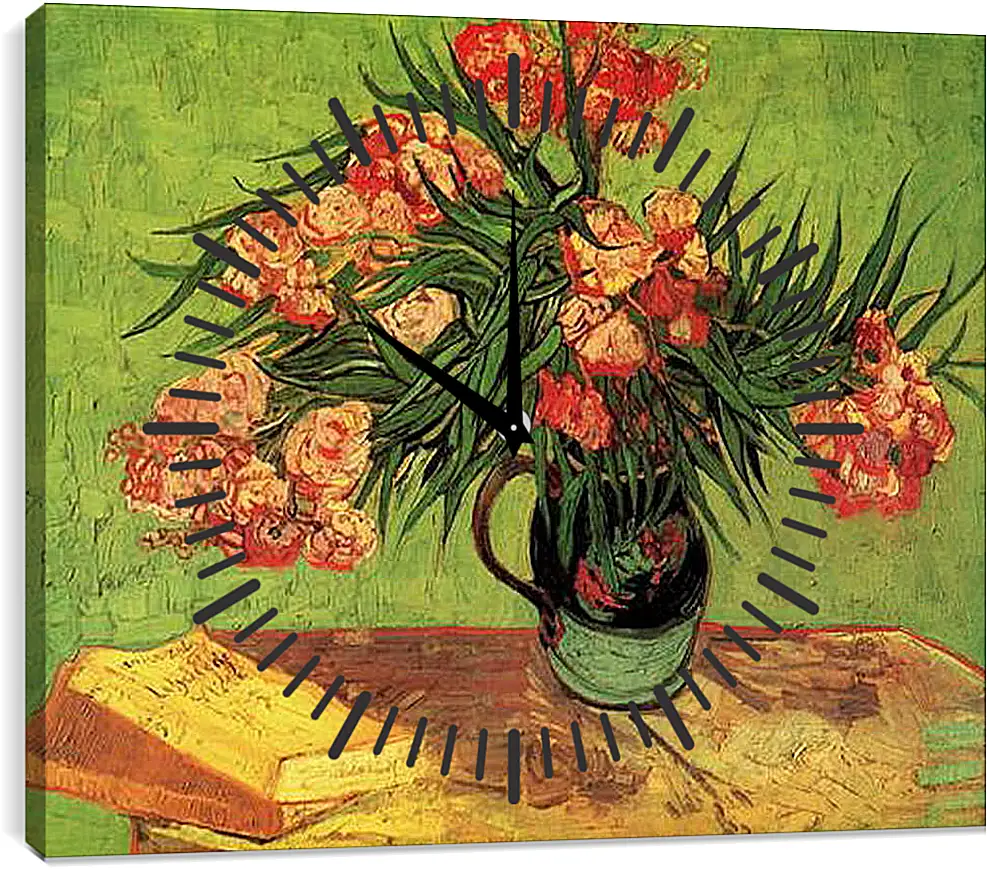 Часы картина - Still Life Vase with Oleanders and Books. Винсент Ван Гог