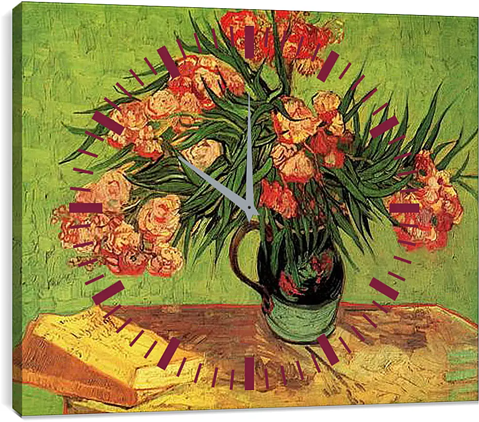 Часы картина - Still Life Vase with Oleanders and Books. Винсент Ван Гог