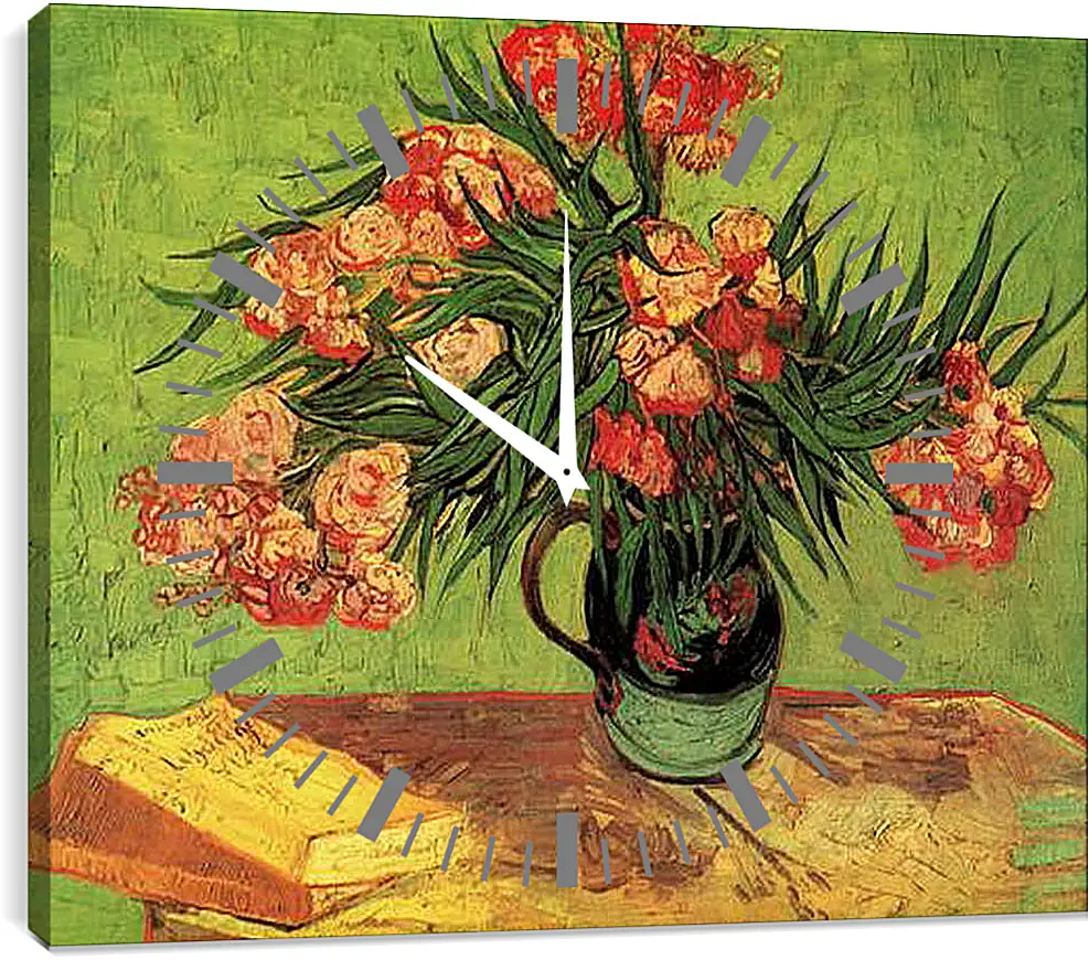 Часы картина - Still Life Vase with Oleanders and Books. Винсент Ван Гог