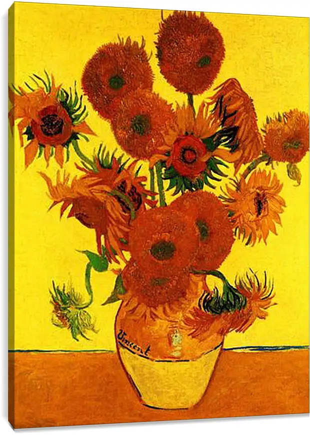 Постер и плакат - Still Life Vase with Fifteen Sunflowers 3. Винсент Ван Гог