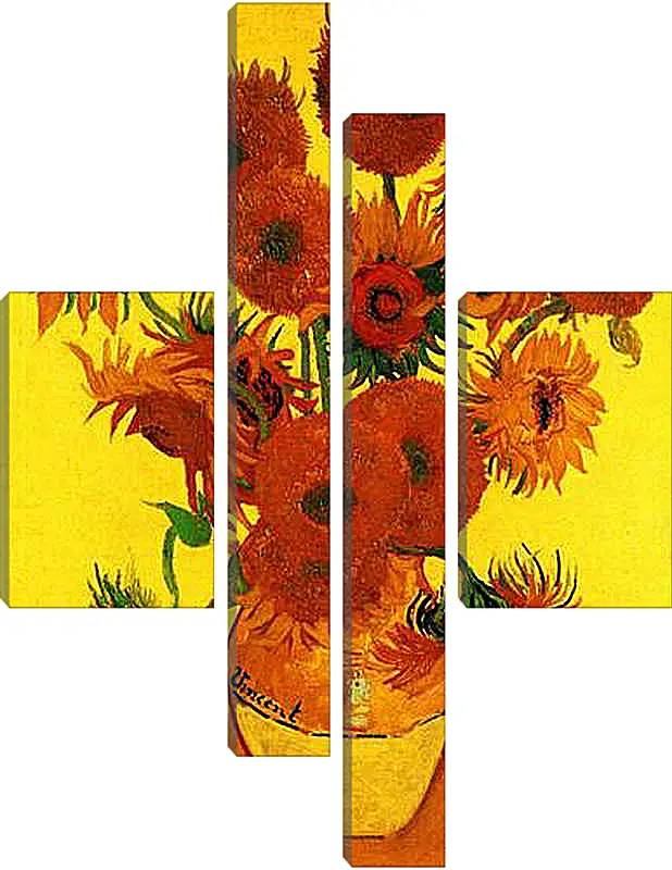 Модульная картина - Still Life Vase with Fifteen Sunflowers 3. Винсент Ван Гог