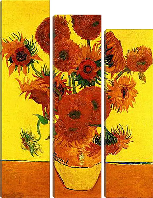 Модульная картина - Still Life Vase with Fifteen Sunflowers 3. Винсент Ван Гог