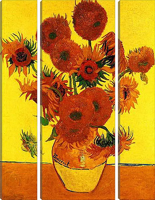 Модульная картина - Still Life Vase with Fifteen Sunflowers 3. Винсент Ван Гог