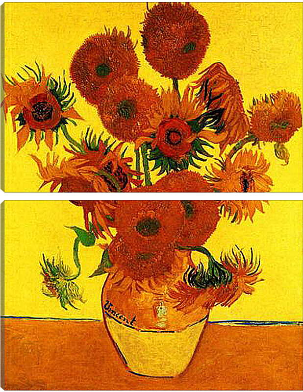 Модульная картина - Still Life Vase with Fifteen Sunflowers 3. Винсент Ван Гог