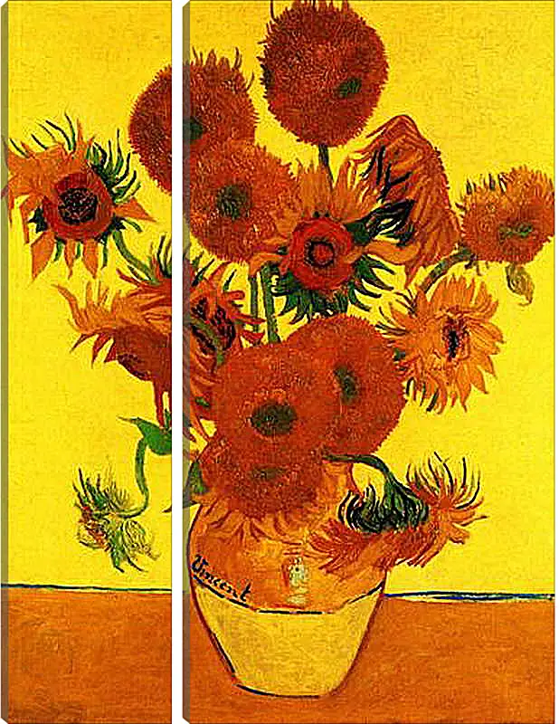 Модульная картина - Still Life Vase with Fifteen Sunflowers 3. Винсент Ван Гог