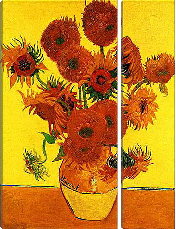 Модульная картина - Still Life Vase with Fifteen Sunflowers 3. Винсент Ван Гог
