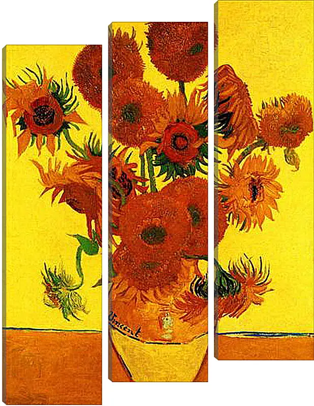 Модульная картина - Still Life Vase with Fifteen Sunflowers 3. Винсент Ван Гог