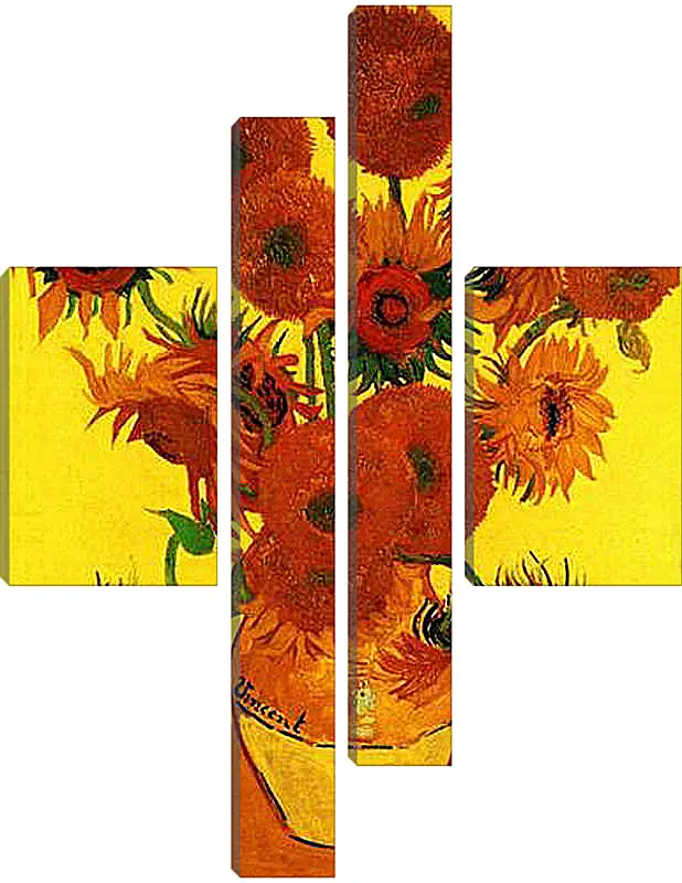 Модульная картина - Still Life Vase with Fifteen Sunflowers 3. Винсент Ван Гог