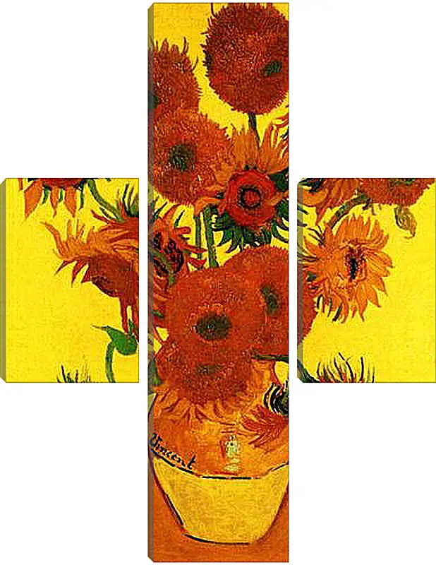 Модульная картина - Still Life Vase with Fifteen Sunflowers 3. Винсент Ван Гог