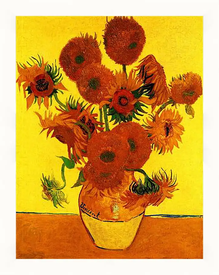 Картина в раме - Still Life Vase with Fifteen Sunflowers 3. Винсент Ван Гог