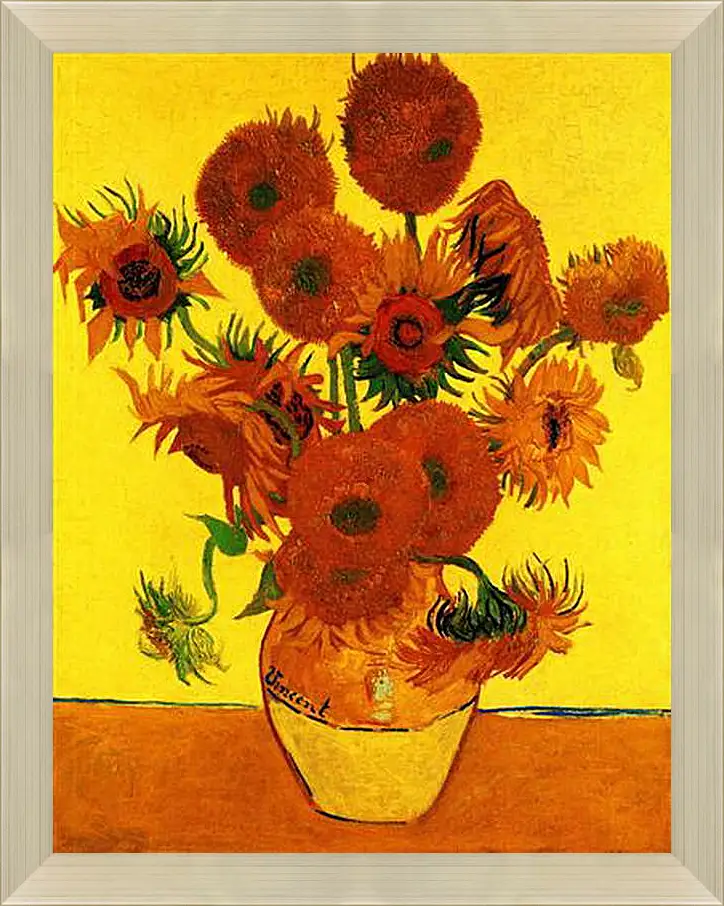 Картина в раме - Still Life Vase with Fifteen Sunflowers 3. Винсент Ван Гог