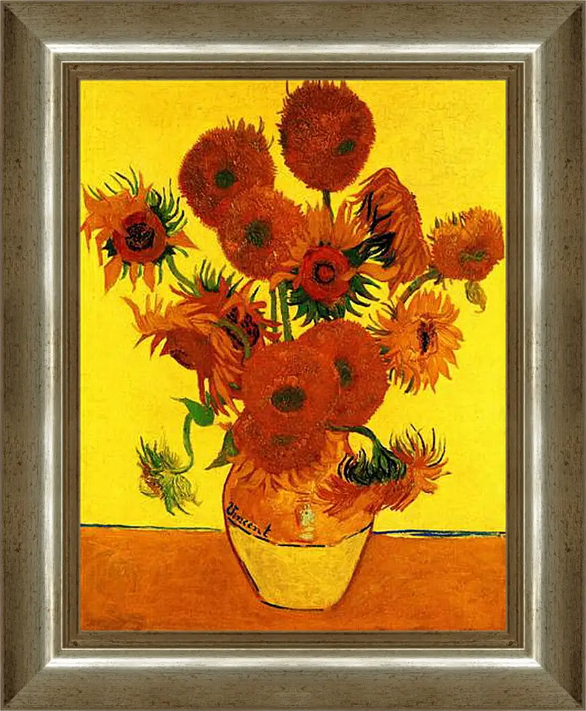 Картина в раме - Still Life Vase with Fifteen Sunflowers 3. Винсент Ван Гог