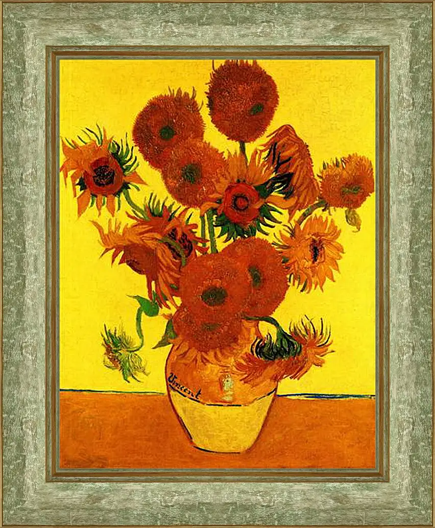 Картина в раме - Still Life Vase with Fifteen Sunflowers 3. Винсент Ван Гог