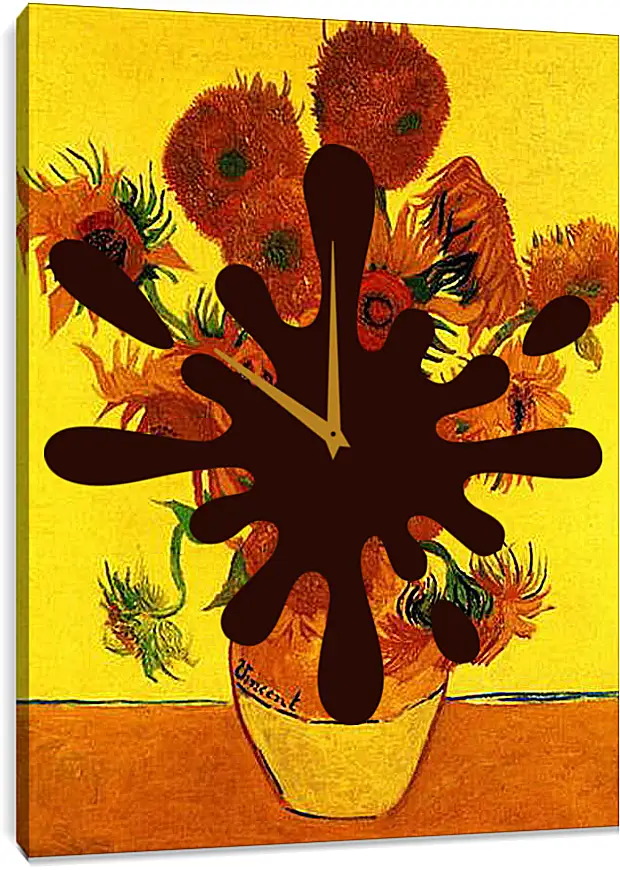 Часы картина - Still Life Vase with Fifteen Sunflowers 3. Винсент Ван Гог