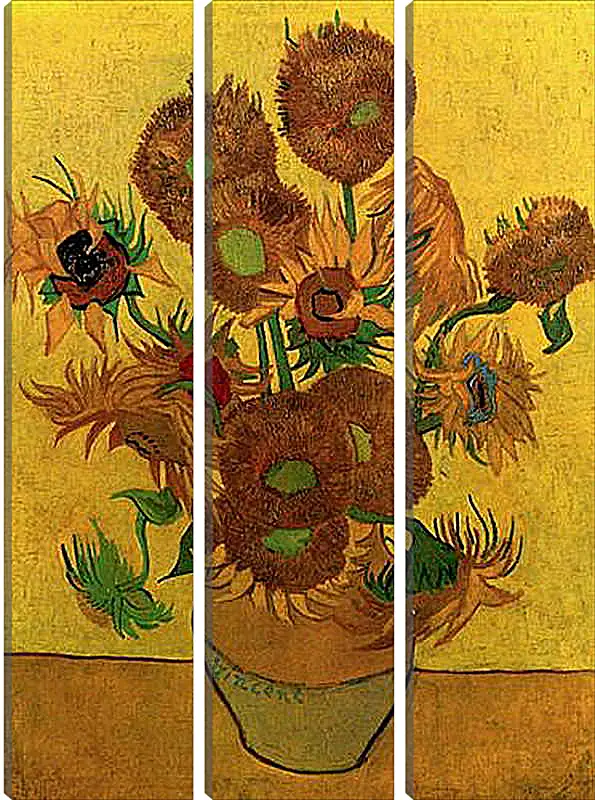 Модульная картина - Still Life Vase with Fifteen Sunflowers. Винсент Ван Гог