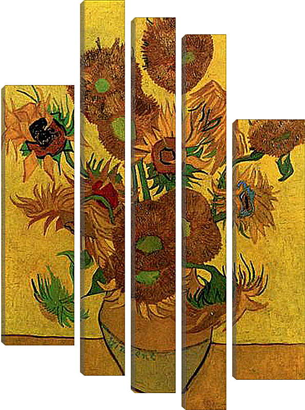 Модульная картина - Still Life Vase with Fifteen Sunflowers. Винсент Ван Гог