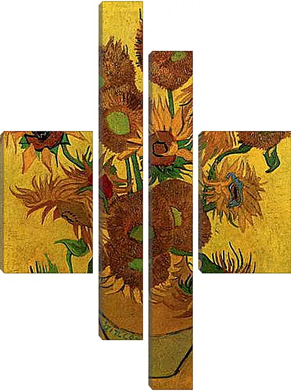 Модульная картина - Still Life Vase with Fifteen Sunflowers. Винсент Ван Гог