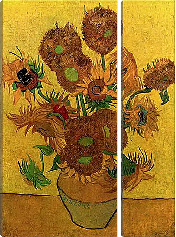 Модульная картина - Still Life Vase with Fifteen Sunflowers. Винсент Ван Гог