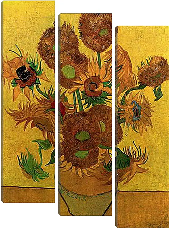 Модульная картина - Still Life Vase with Fifteen Sunflowers. Винсент Ван Гог