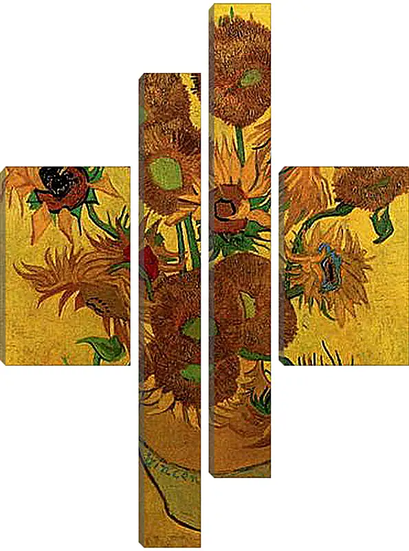 Модульная картина - Still Life Vase with Fifteen Sunflowers. Винсент Ван Гог