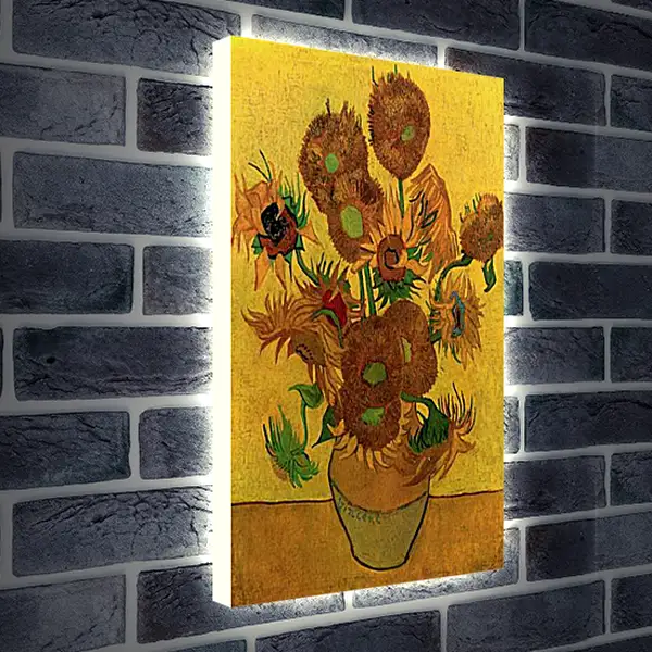 Лайтбокс световая панель - Still Life Vase with Fifteen Sunflowers. Винсент Ван Гог