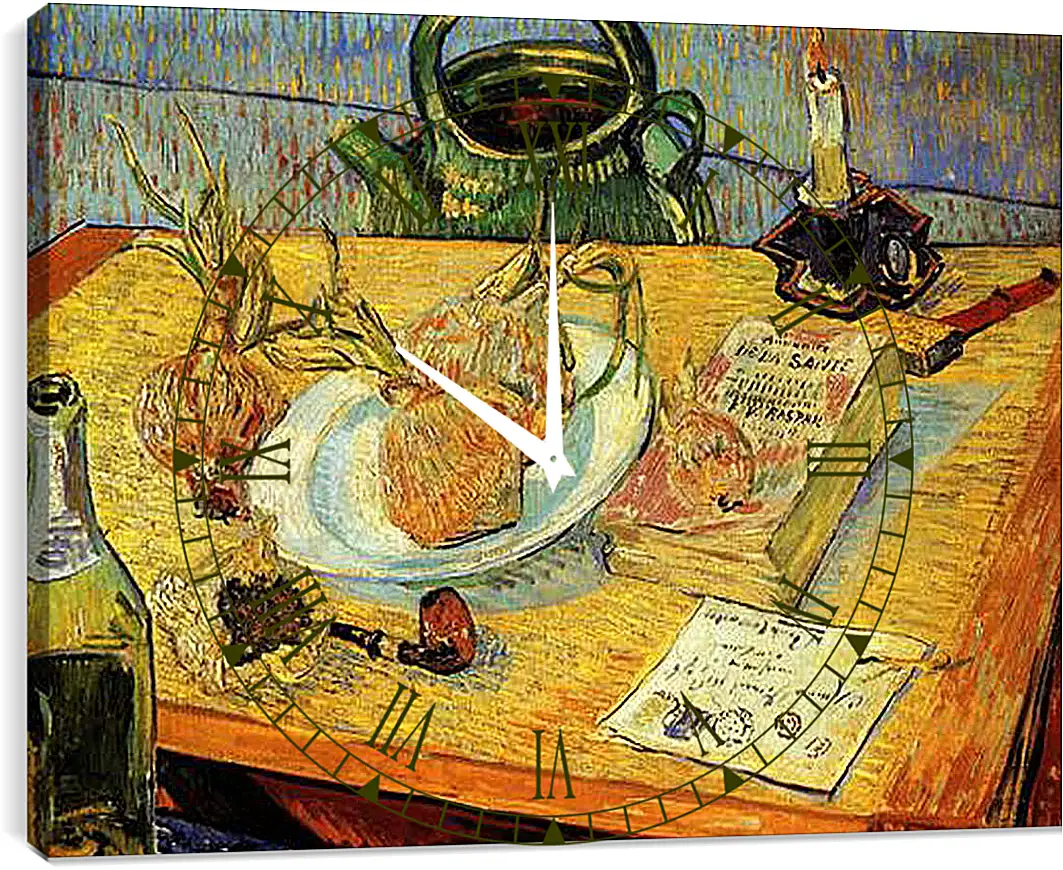 Часы картина - Still Life Drawing Board, Pipe, Onions and Sealing-Wax. Винсент Ван Гог