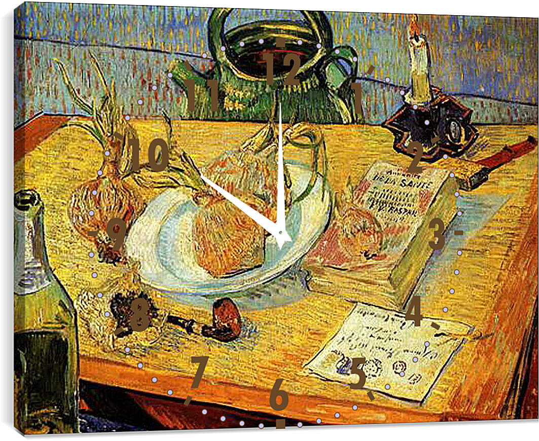 Часы картина - Still Life Drawing Board, Pipe, Onions and Sealing-Wax. Винсент Ван Гог