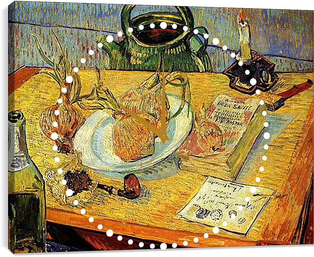 Часы картина - Still Life Drawing Board, Pipe, Onions and Sealing-Wax. Винсент Ван Гог