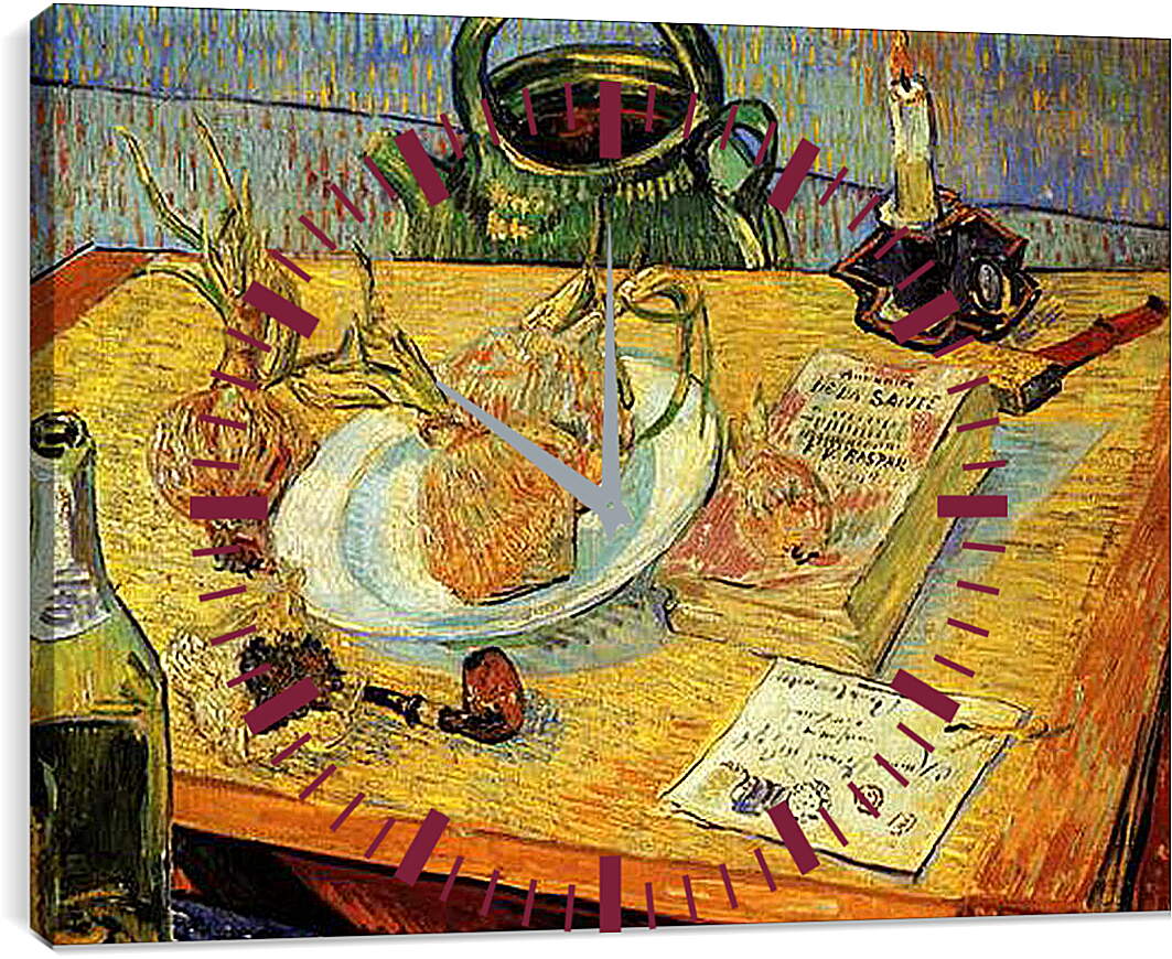 Часы картина - Still Life Drawing Board, Pipe, Onions and Sealing-Wax. Винсент Ван Гог
