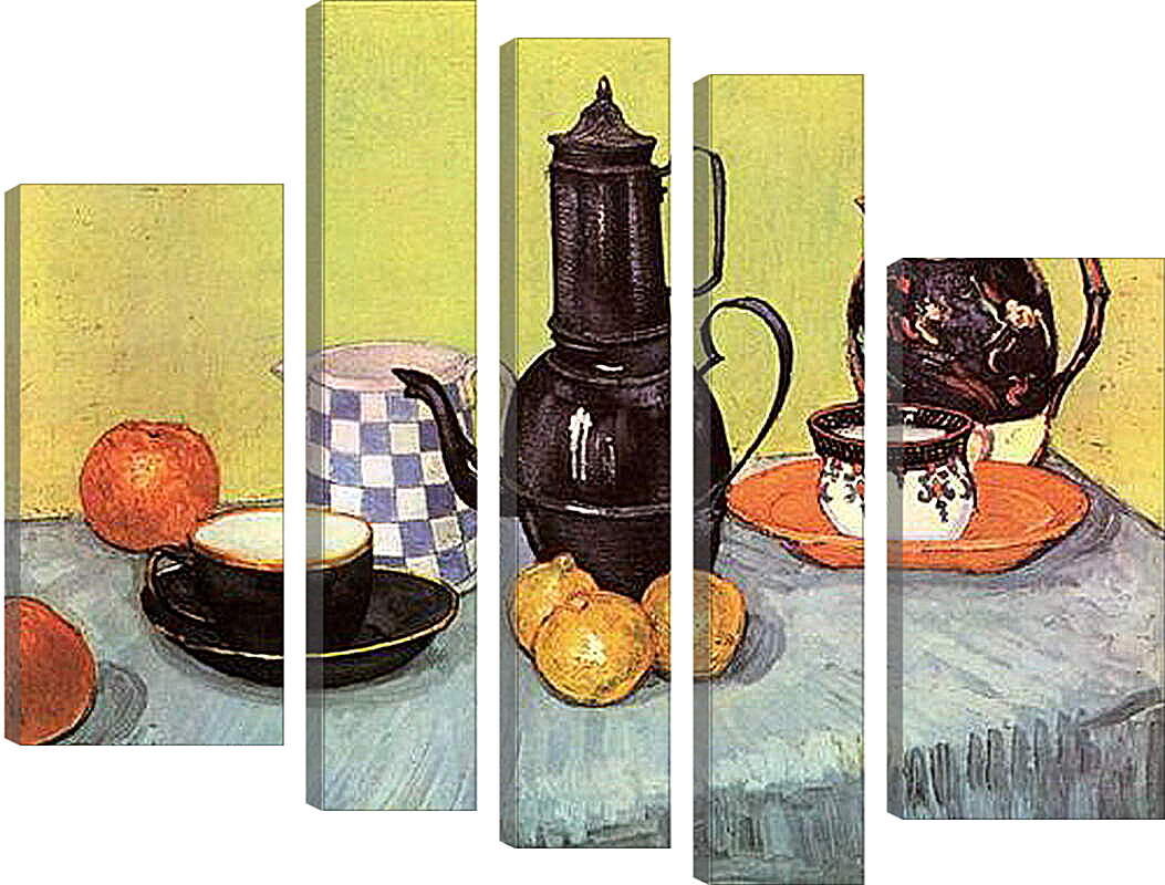 Модульная картина - Still Life Blue Enamel Coffeepot, Earthenware and Fruit. Винсент Ван Гог