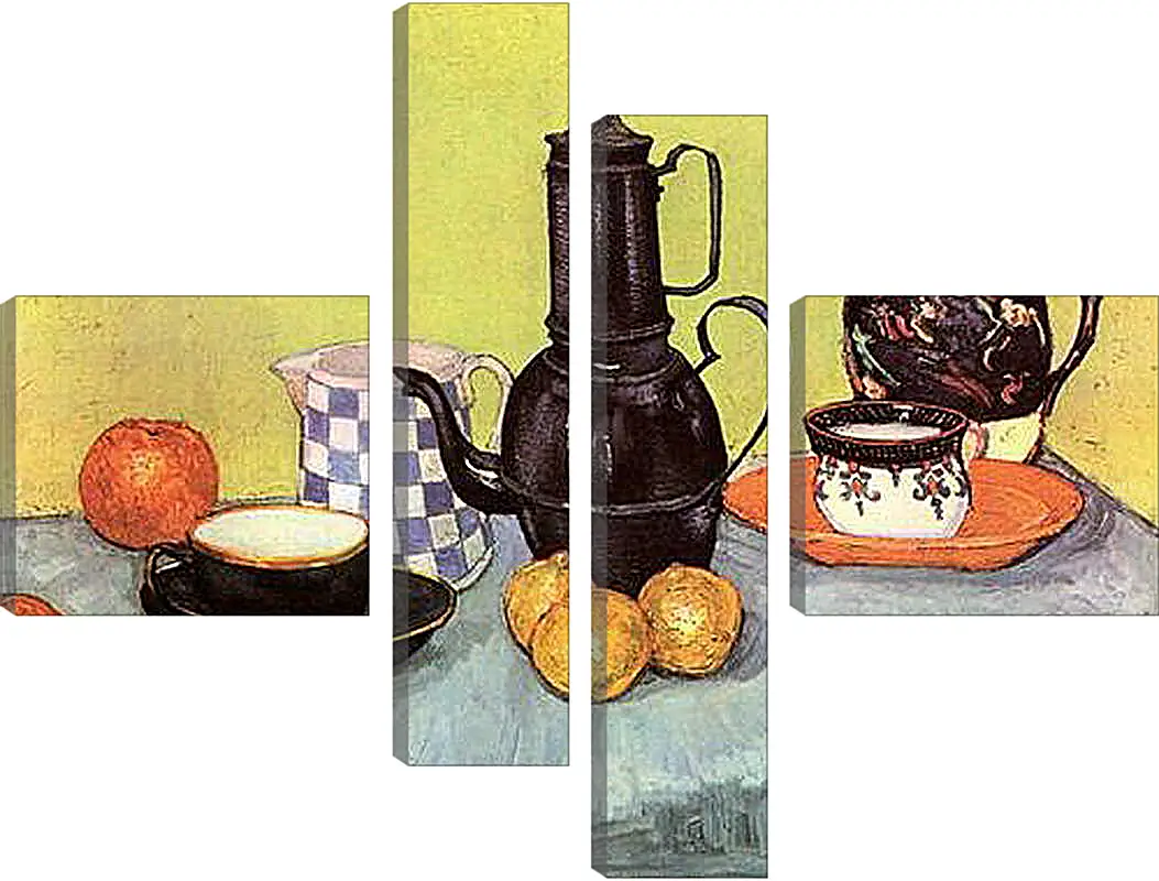 Модульная картина - Still Life Blue Enamel Coffeepot, Earthenware and Fruit. Винсент Ван Гог