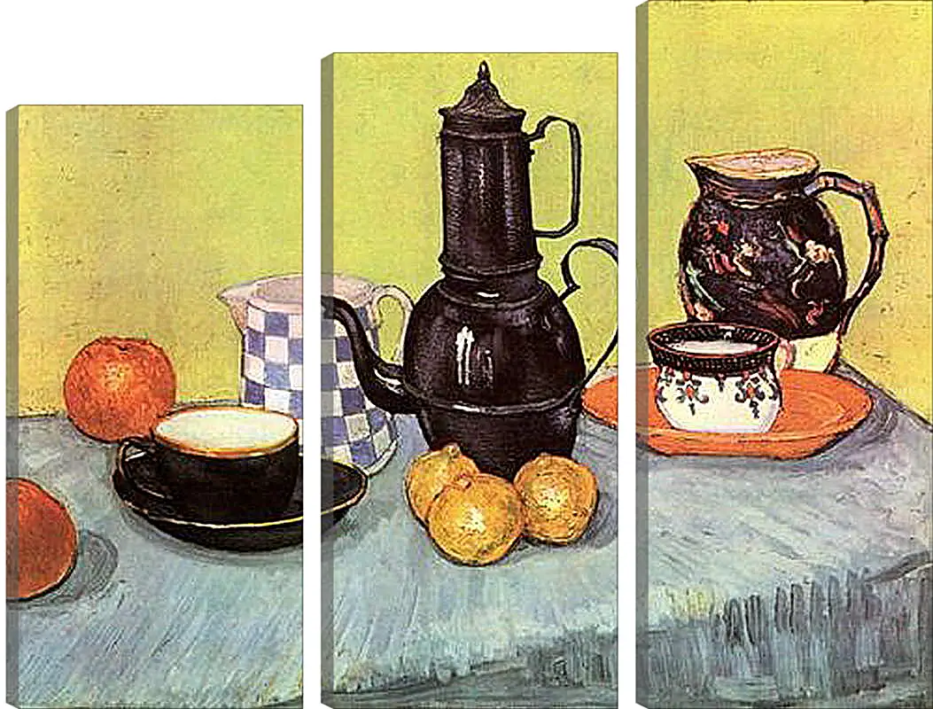 Модульная картина - Still Life Blue Enamel Coffeepot, Earthenware and Fruit. Винсент Ван Гог