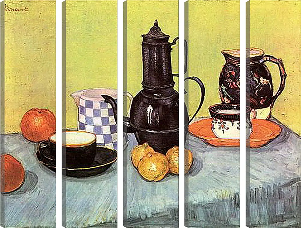 Модульная картина - Still Life Blue Enamel Coffeepot, Earthenware and Fruit. Винсент Ван Гог