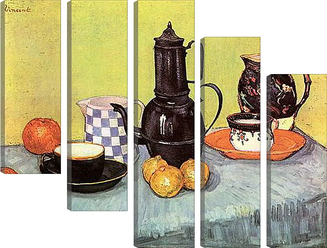 Модульная картина - Still Life Blue Enamel Coffeepot, Earthenware and Fruit. Винсент Ван Гог